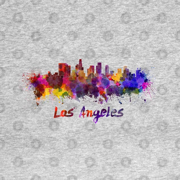 Los angeles skyline in watercolor by PaulrommerArt